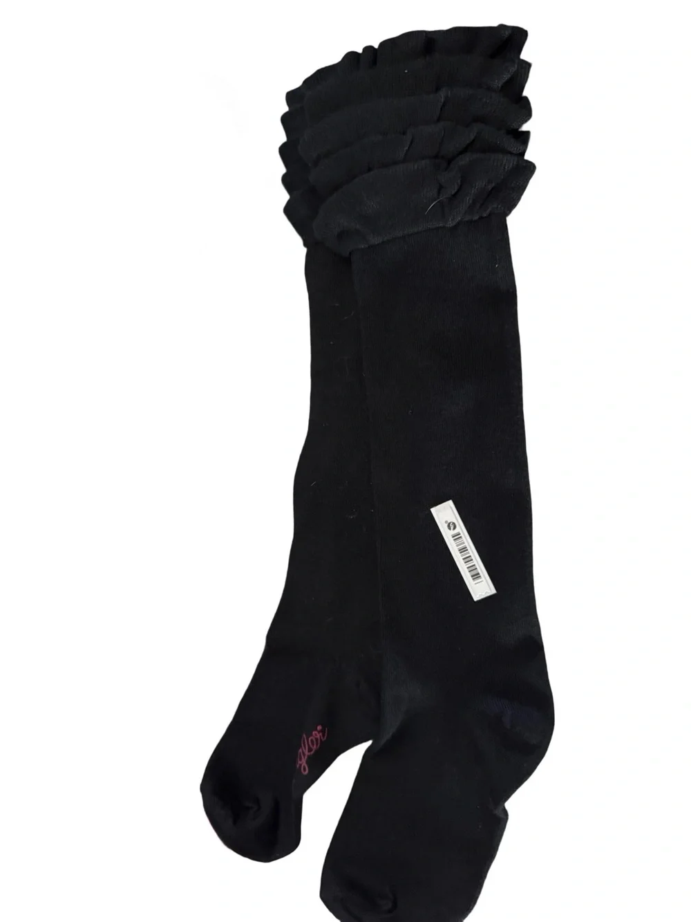 NWT. WRANGLER GIRL'S BLACK RUFFLE BOOT SOCK/KNEE HIGH - OS